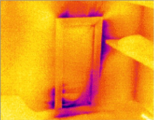 Air Infiltration on Side Attic Door displayed in thermal imaging survey by McClean Thermal Imaging, Co. Donegal, Ireland